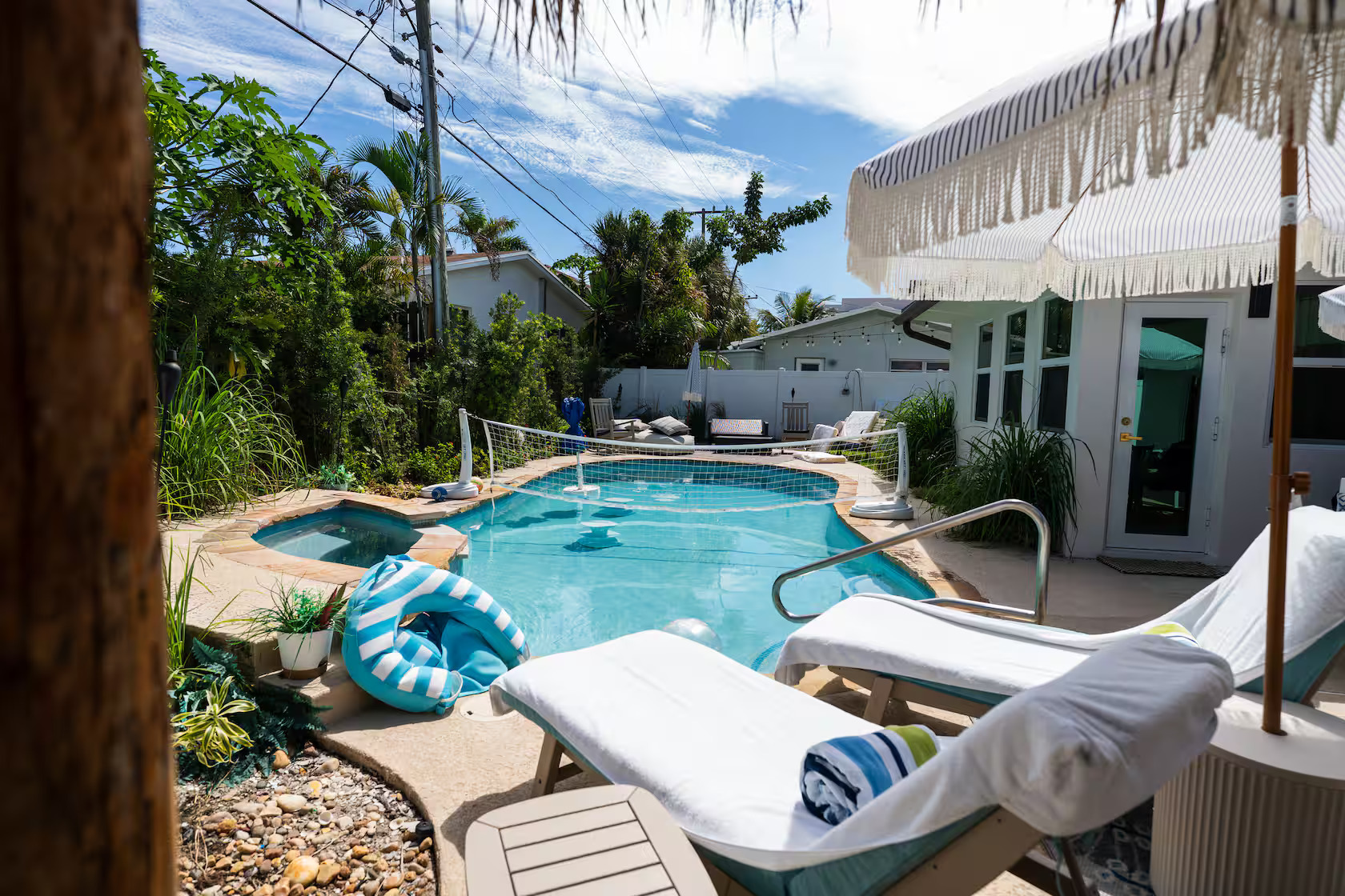 Private heated saltwater swimming pool at JSantanna vacation rental in Lauderdale-by-the-Sea, Florida